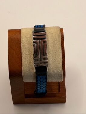 Tory Burch Fitbit Flex Watch Band, Silver/Blue Leather Band, Lux, Fitness Tracke